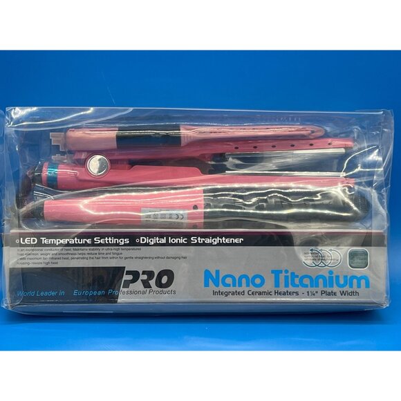 Nano Titanium Plate LED Temperature Settings Digital Ionic Straightener 1-1/4" - Picture 2 of 7
